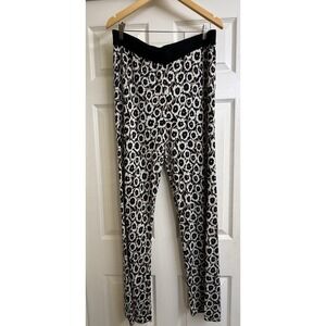 Diane von Furstenberg Pants Women XL Black White Floral Knit Target Collab